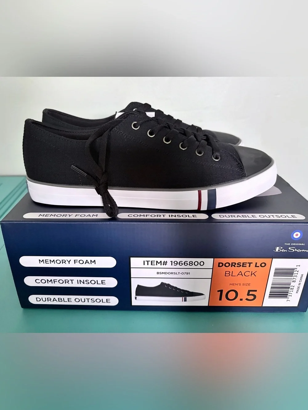 Ben Sherman Men’s Dorset Lo Canvas Sneakers - Black - Size 10.5- NIB / NWT